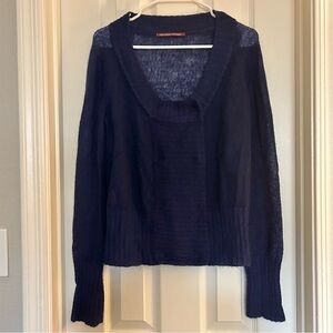 Comptoir Des Cotonniers Womens Mohair Blend Navy Blue Light Sweater Size Large